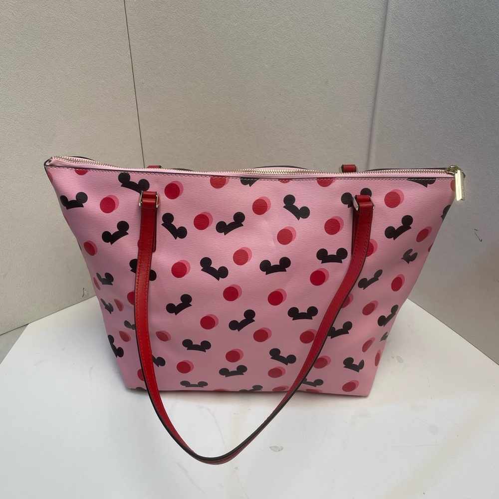 Disney Parks Kate Spade Large Tote Purse Bag with Wallet Mickey Mouse Print Pink - Picture 8 of 11